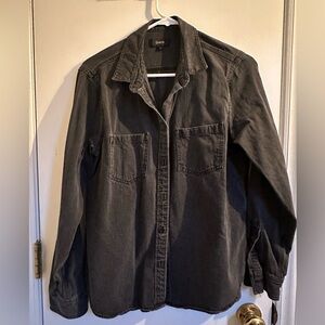 Quince Black Washed Button Front 100% Cotton Shirt Size Large